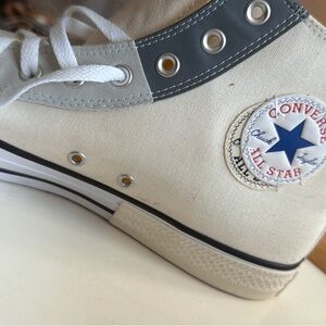 Converse Canvas High Tops in Cream and Gray